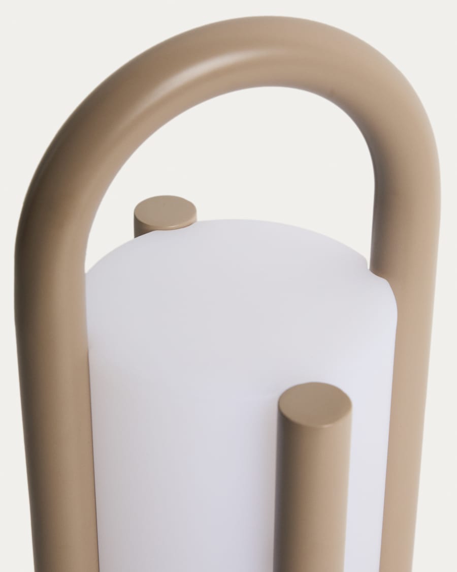 Kleine Tragbare Japandi Tischlampe aus Polyethylen in Taupe