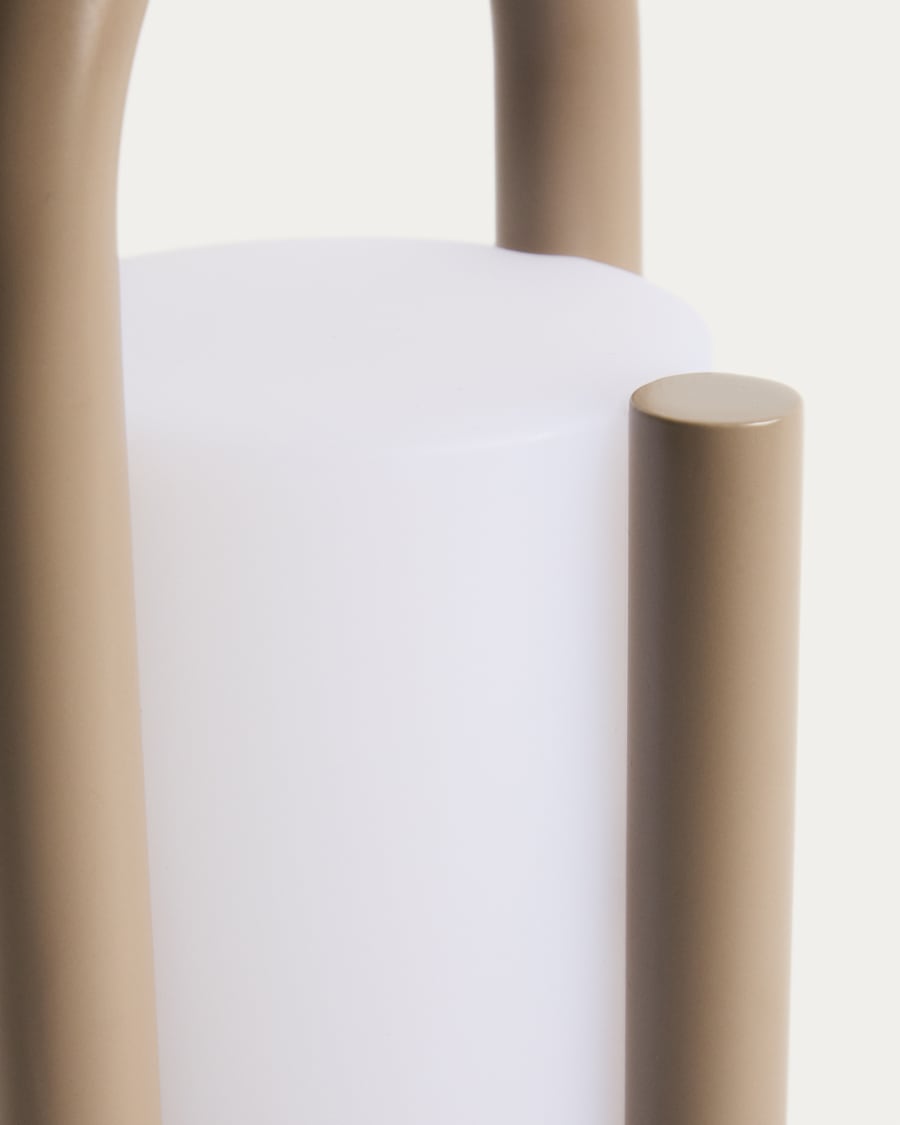 Kleine Tragbare Japandi Tischlampe aus Polyethylen in Taupe