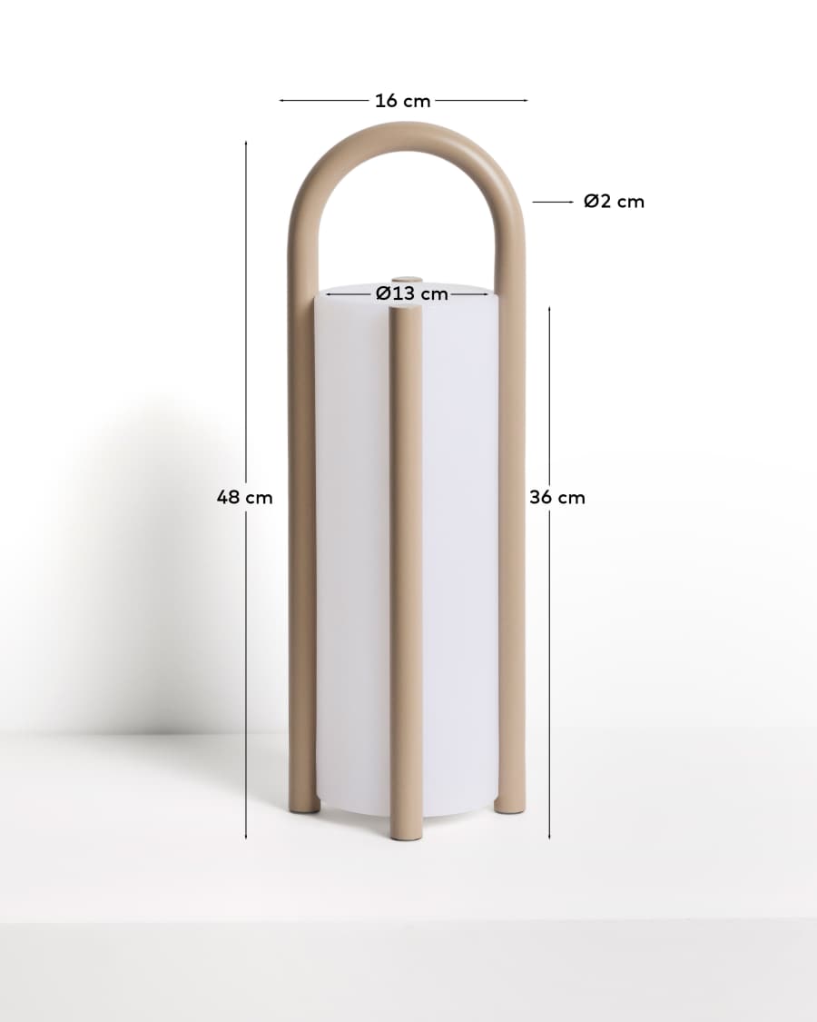Japandi Tischlampe aus Polyethylen in Taupe – Groß & Tragbar
