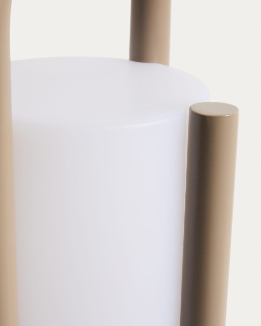 Japandi Tischlampe aus Polyethylen in Taupe – Groß & Tragbar