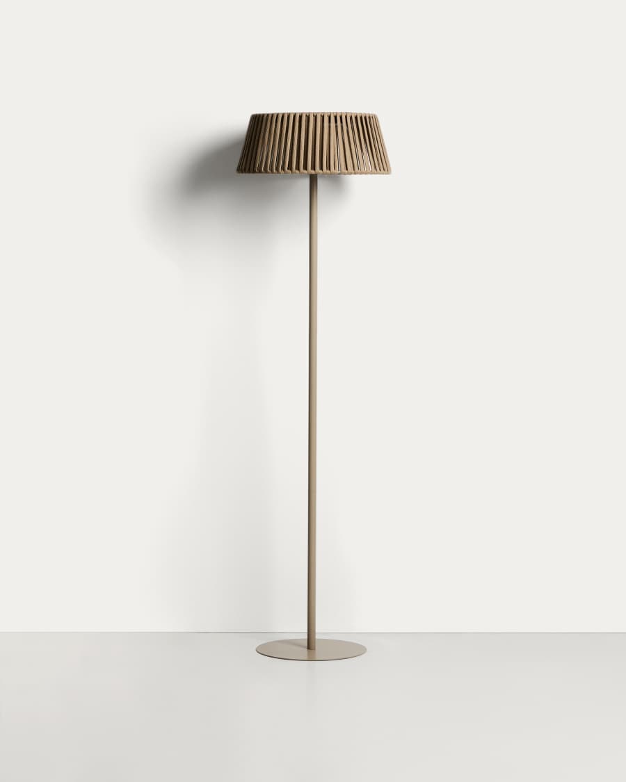 Japandi Stehlampe Beige mit Seil Solar Außenlampe 46 cm