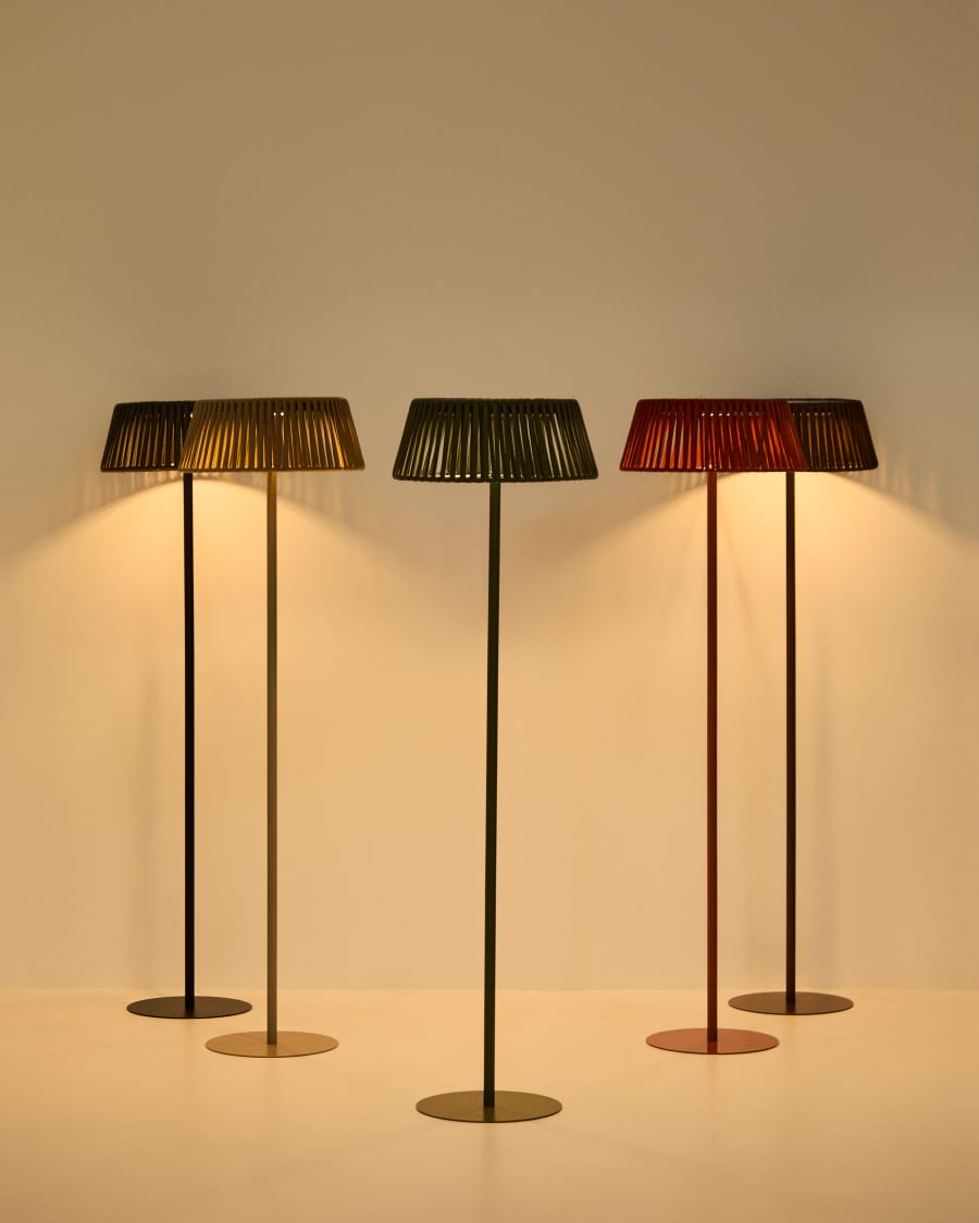 Japandi Stehlampe Beige mit Seil Solar Außenlampe 46 cm