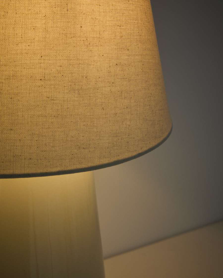 Tischlampe Japandi Keramik Ecru Glänzend