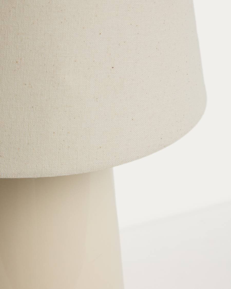 Tischlampe Japandi Keramik Ecru Glänzend
