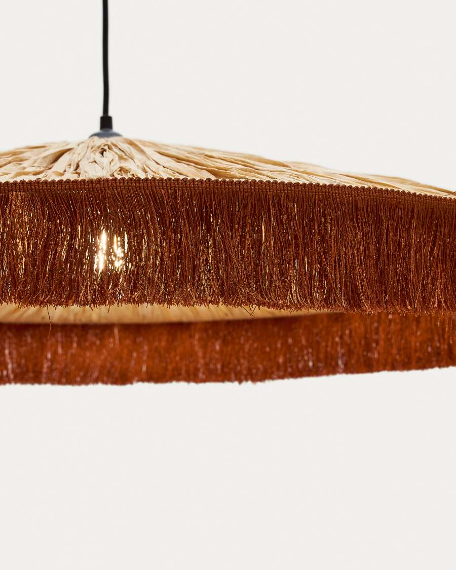Pendelleuchte Japandi Raffiabast Terrakotta 75 cm