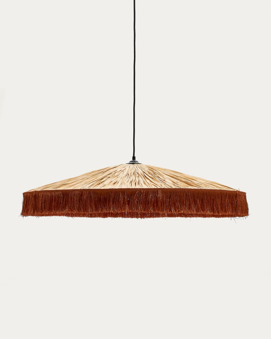 Pendelleuchte Japandi Raffiabast Terrakotta 75 cm