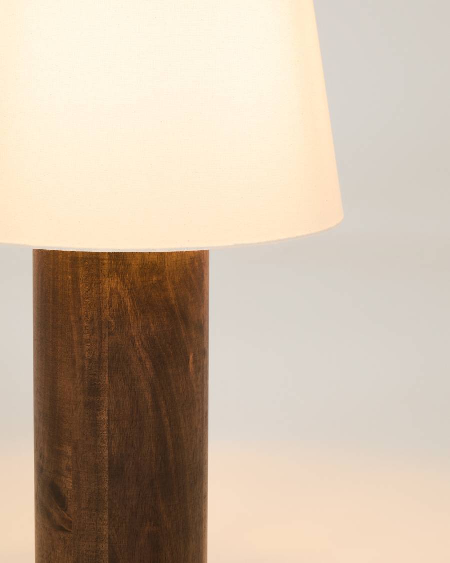 Stehlampe Japandi Gummibaumholz Dunkel