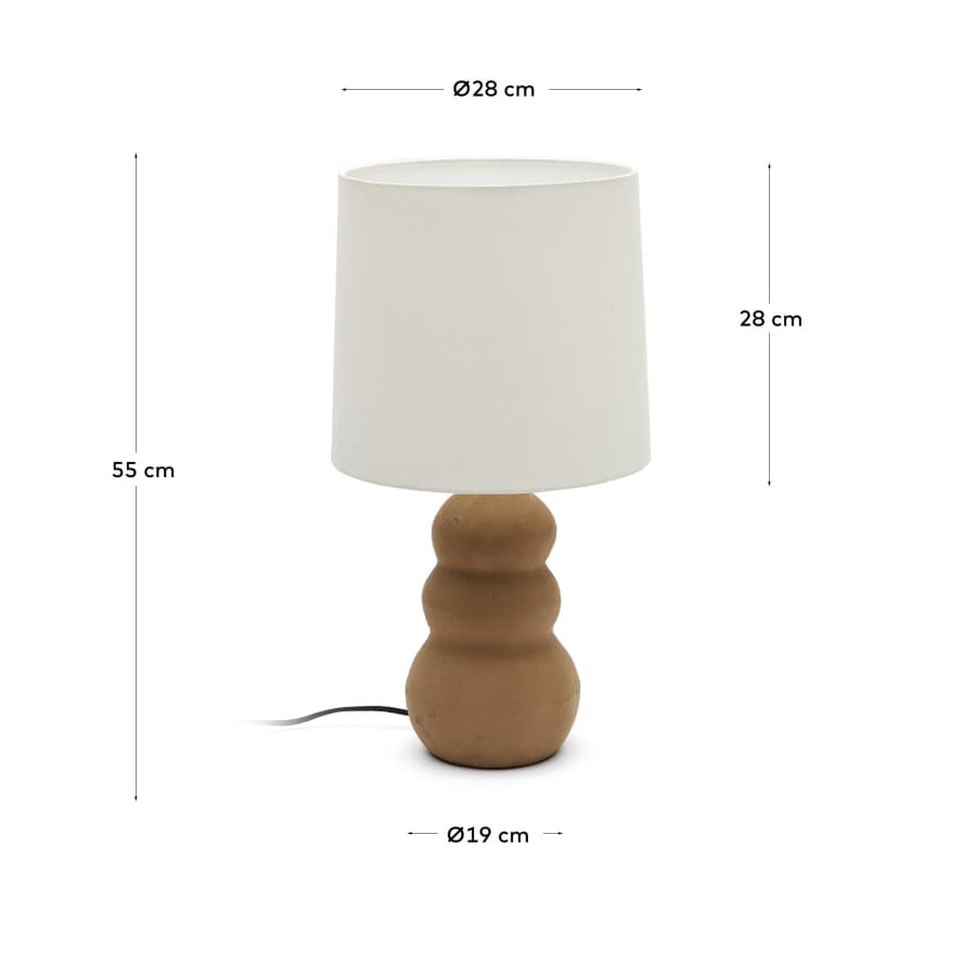 Japandi Tischlampe Terrakotta mit Weißem Schirm