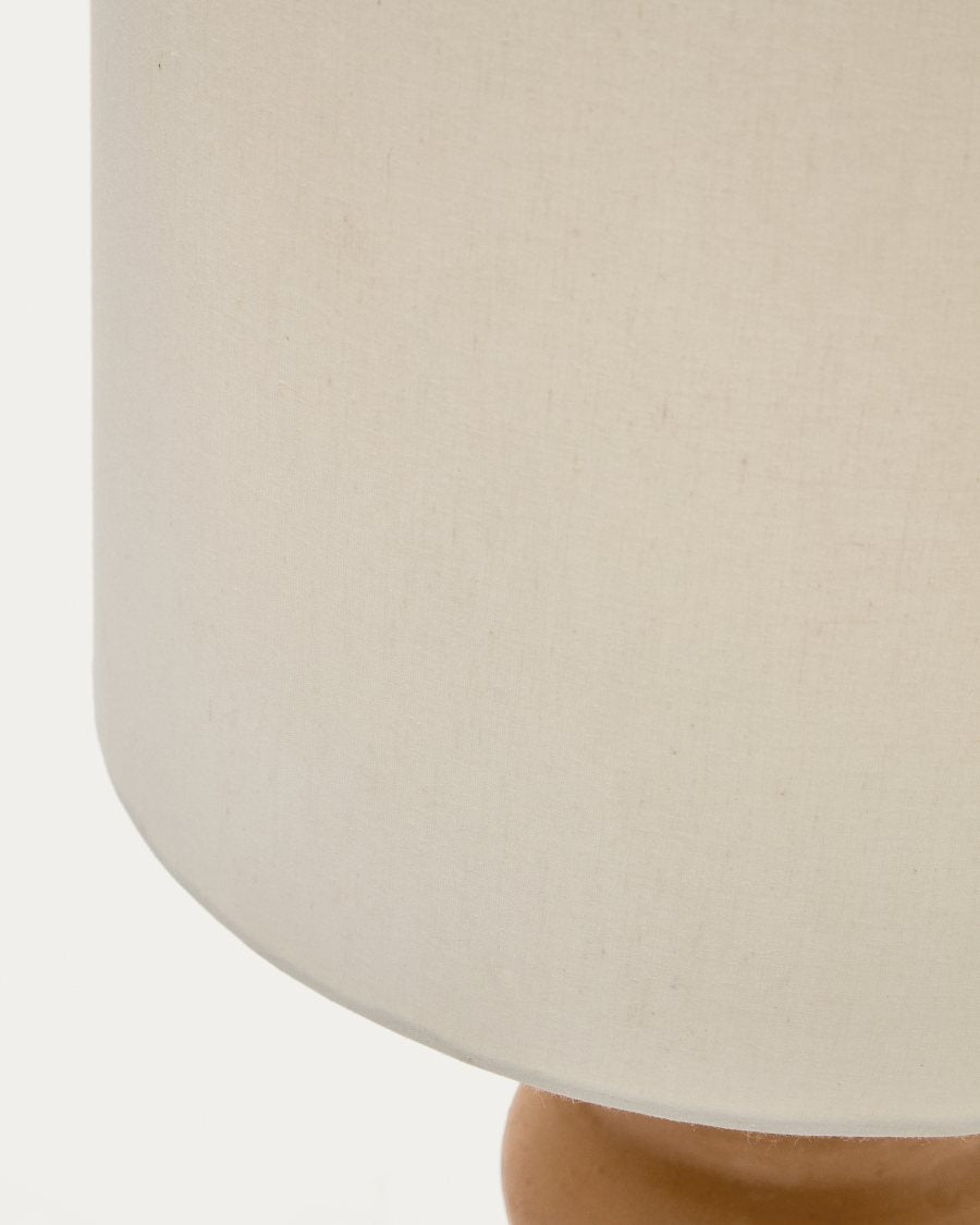 Japandi Tischlampe Terrakotta mit Weißem Schirm