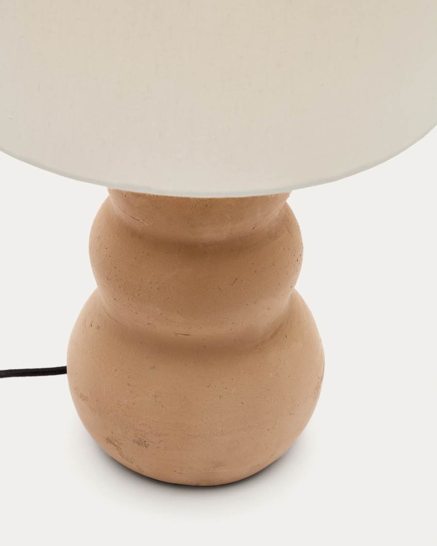 Japandi Tischlampe Terrakotta mit Weißem Schirm