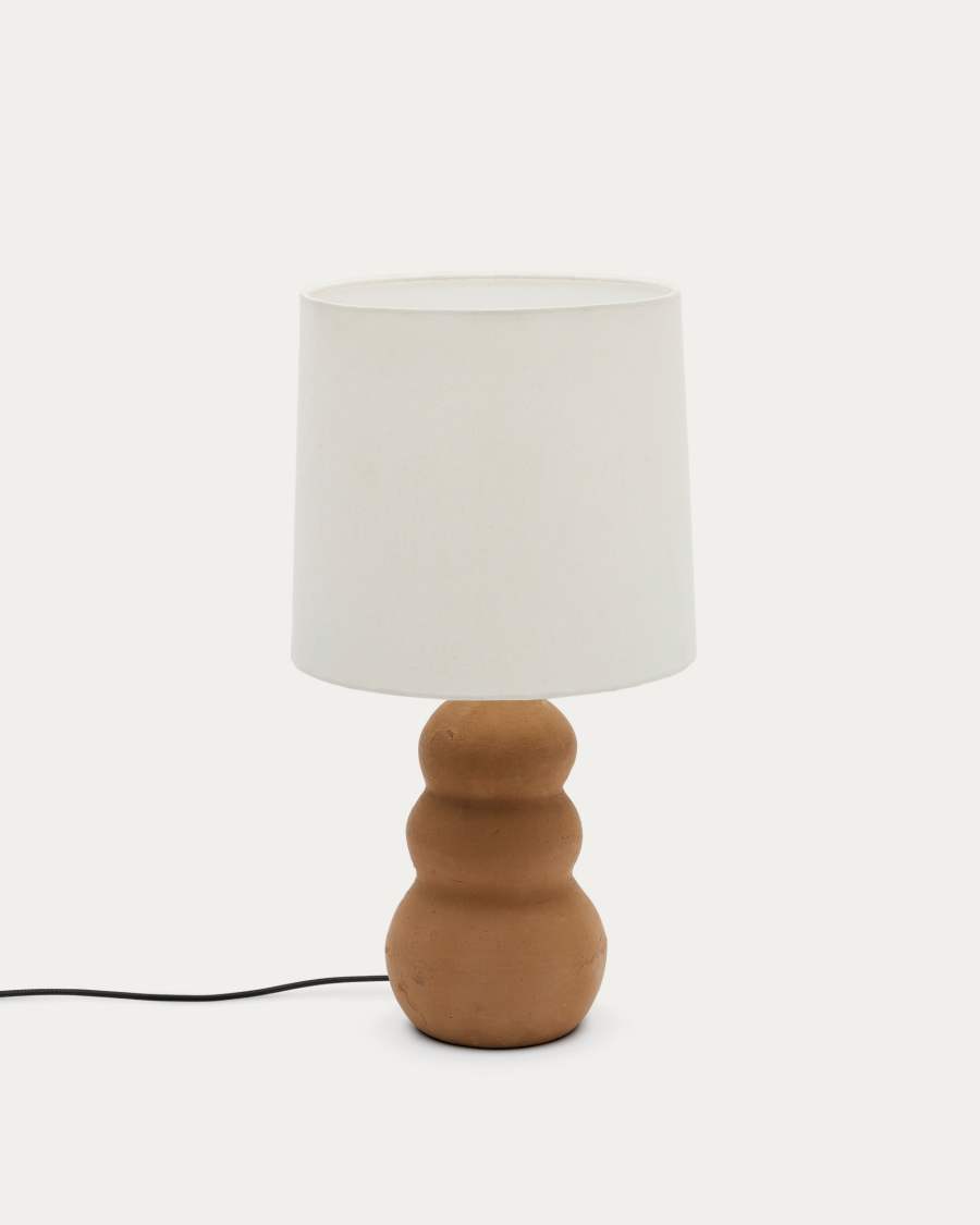 Japandi Tischlampe Terrakotta mit Weißem Schirm