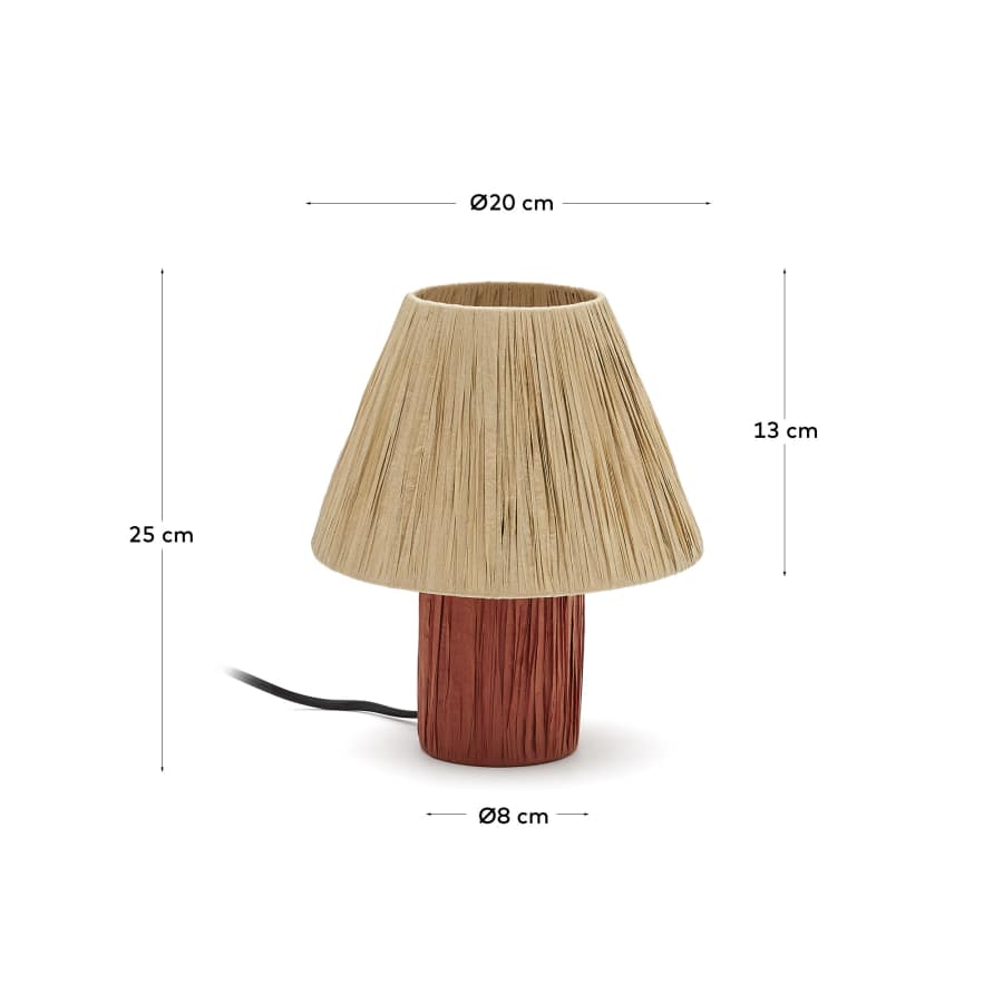 Tischlampe Japandi Raffiabast Natur Terrakotta