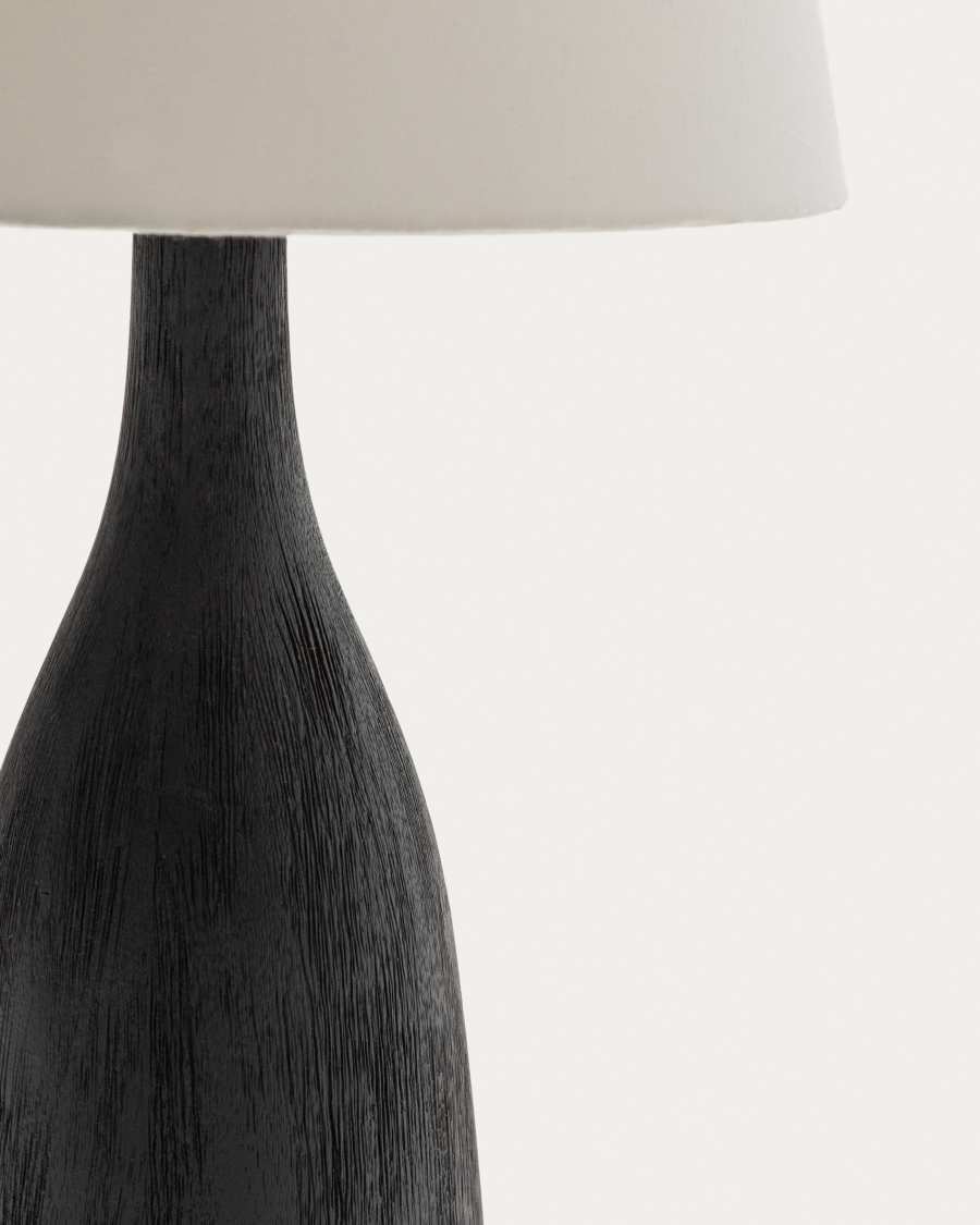 Japandi Tischlampe aus Holz in Schwarz