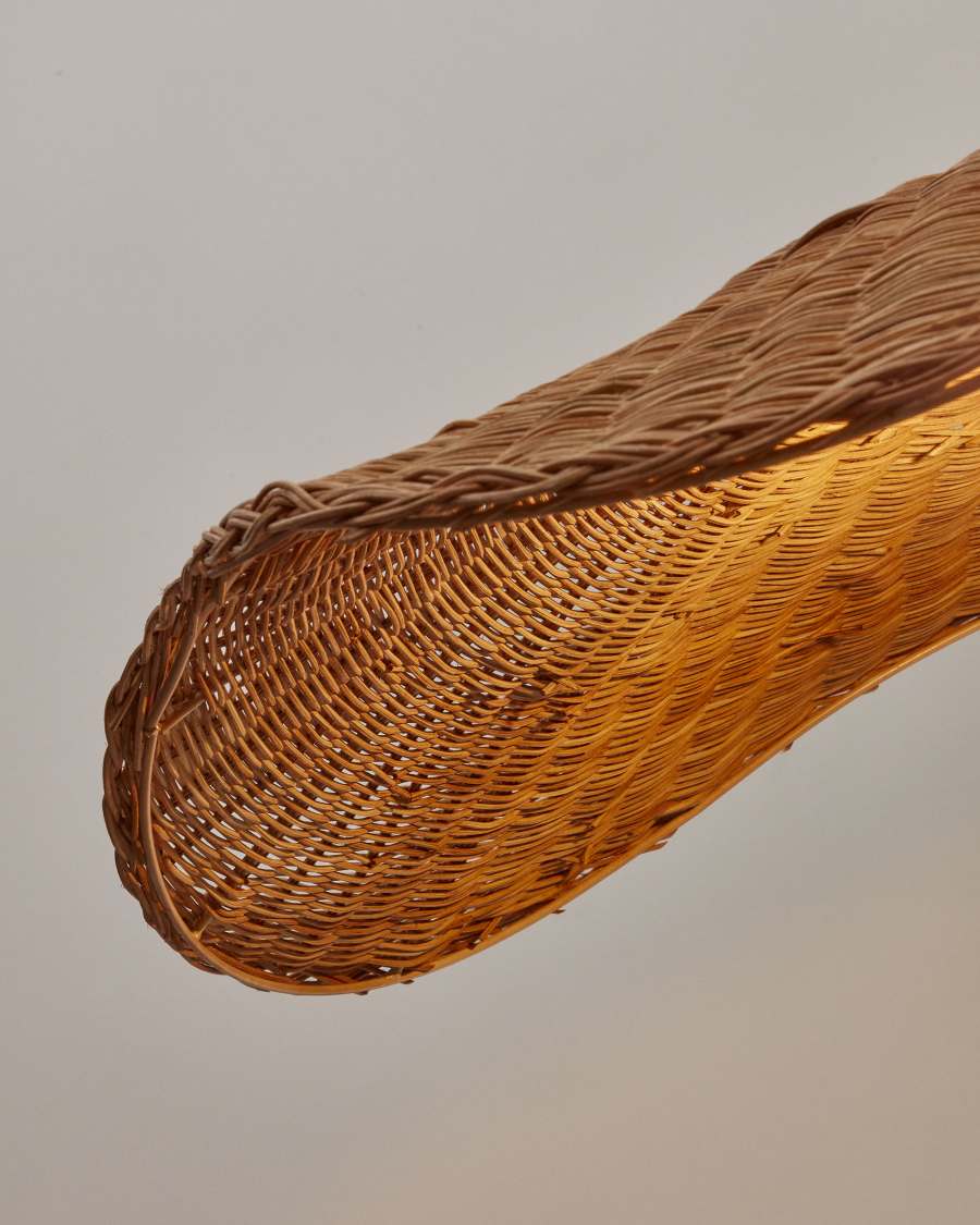 Pendelleuchte Lampenschirm Japandi Rattan Natur 80 cm