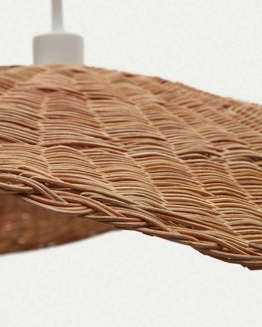 Pendelleuchte Lampenschirm Japandi Rattan Natur 80 cm