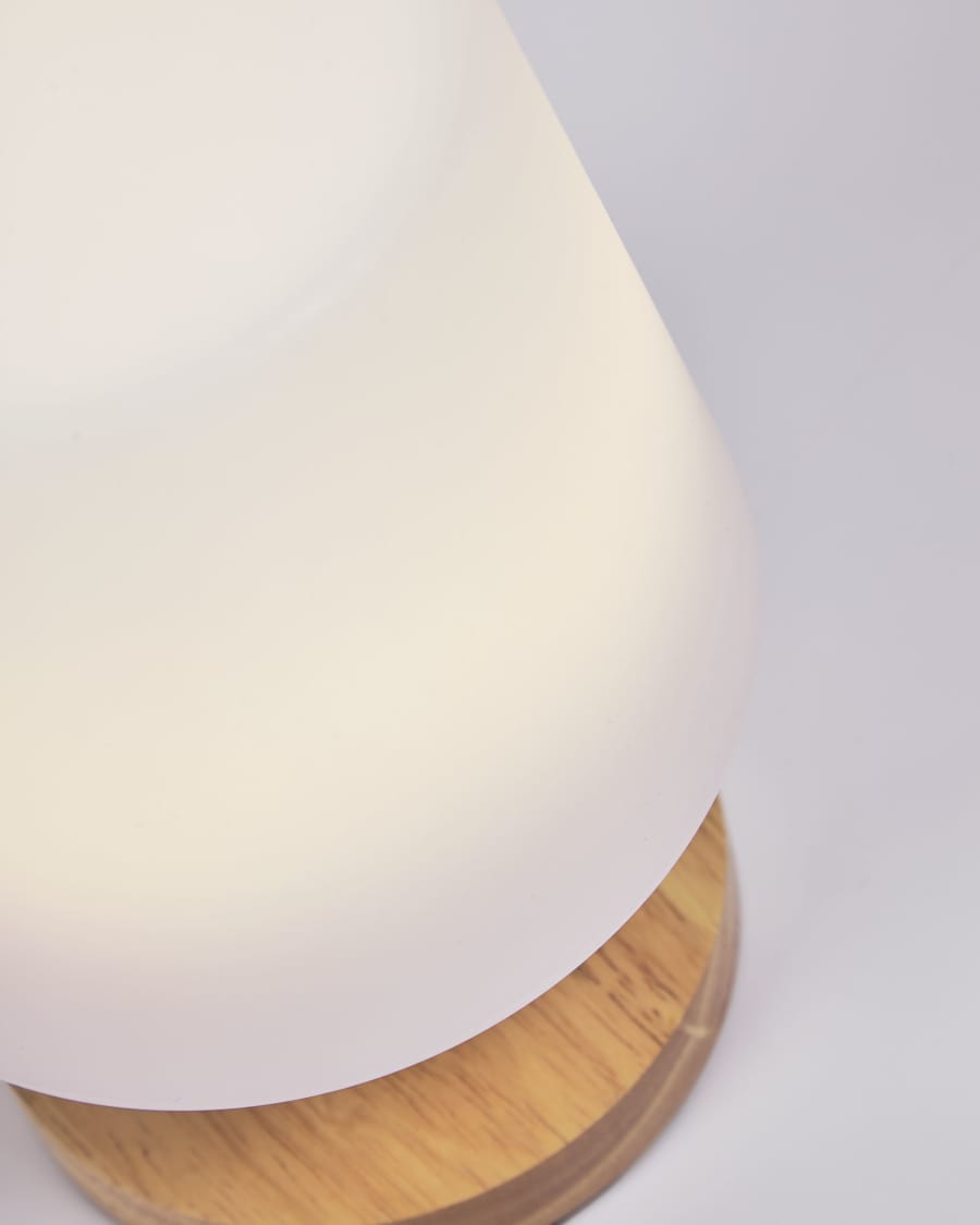 Japandi Tischlampe aus Polyethylen und Holz