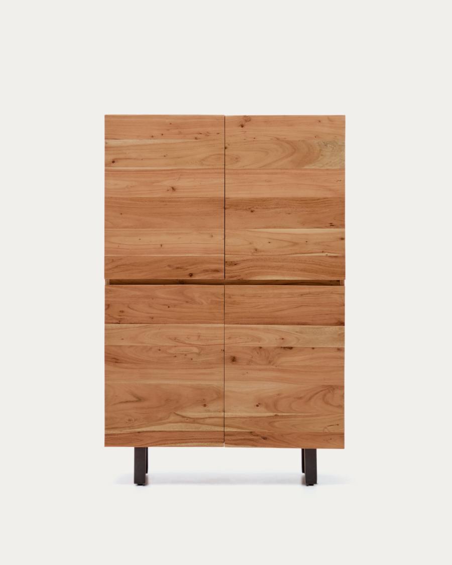 Highboard Japandi Akazienholz Gebleicht Stahl 4 Türen 100x155 cm