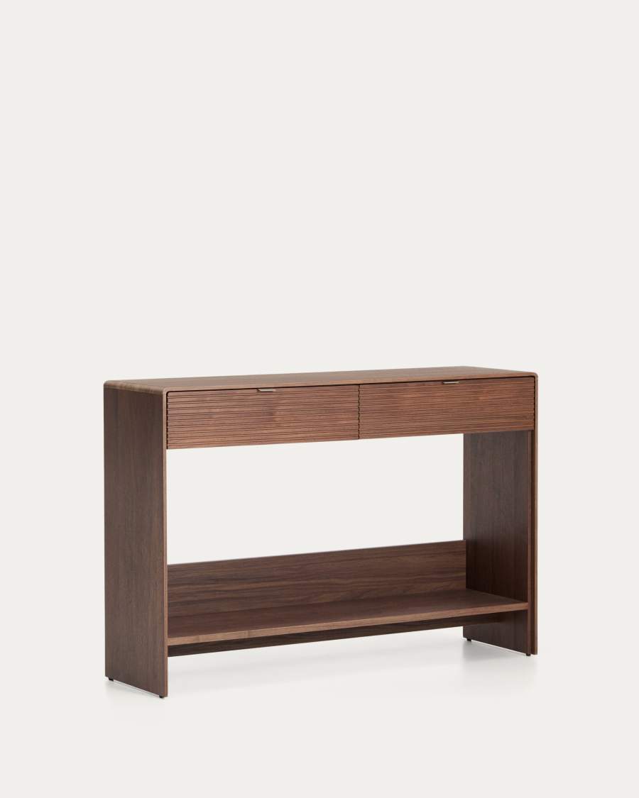 Konsolentisch Japandi Nussbaumfurnier 2 Schubladen 120x81 cm
