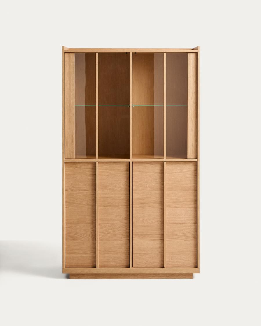 Vitrine im Japandi-Stil aus Eichenholz Natur 100x170 cm