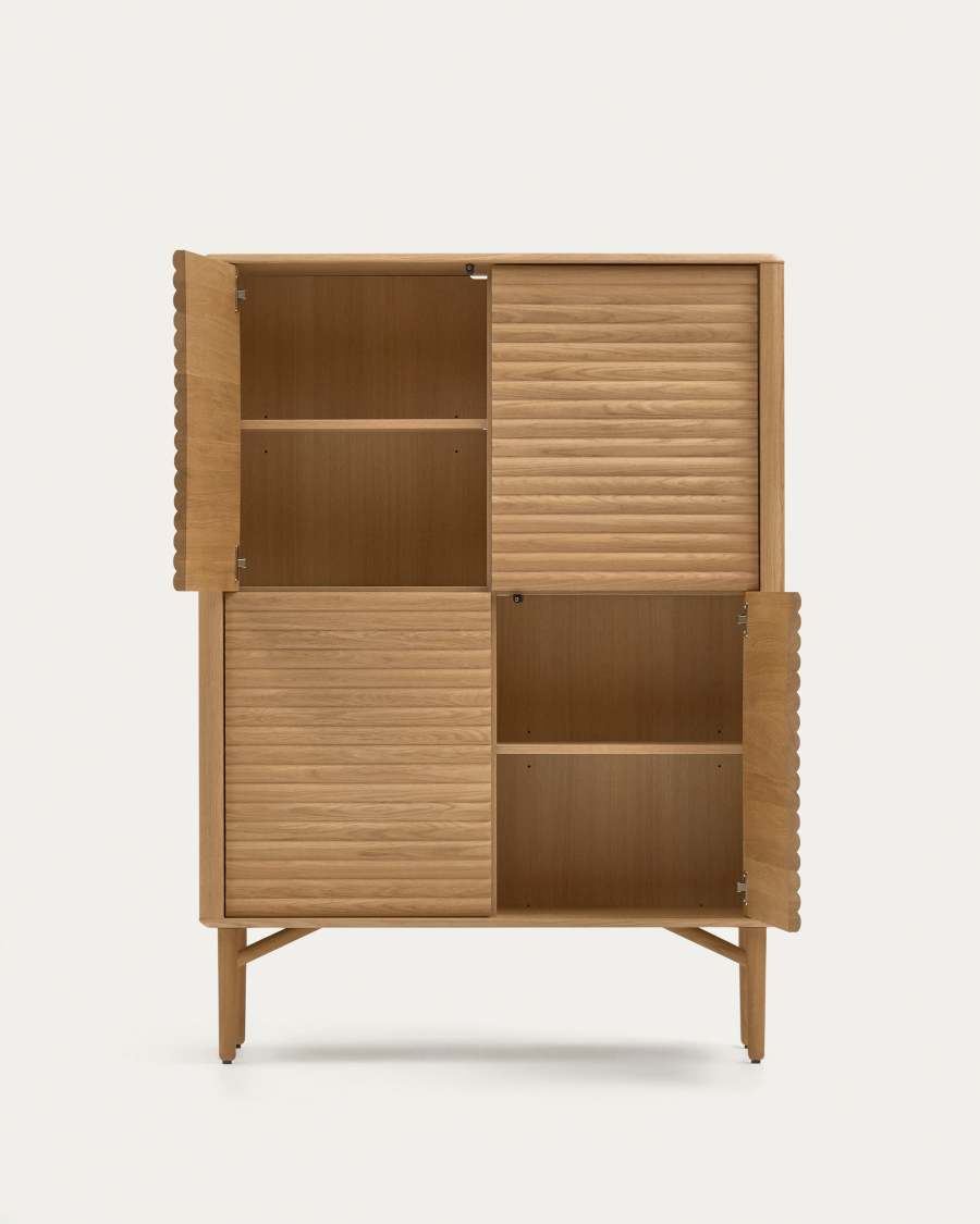 Highboard Japandi Eichenholz 4 Türen 104x144 cm