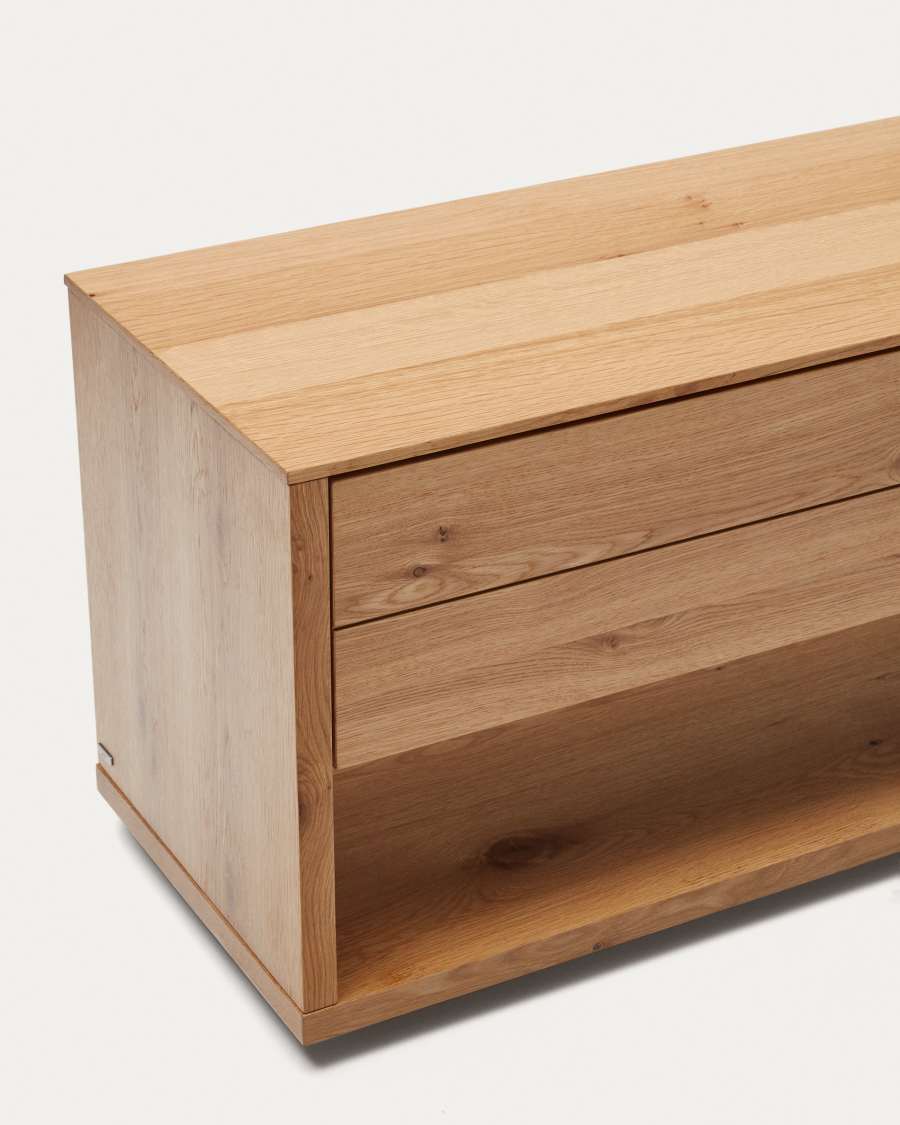 TV-Möbel Japandi Eichenfurnier Natur 3 Schubladen 200x51 cm