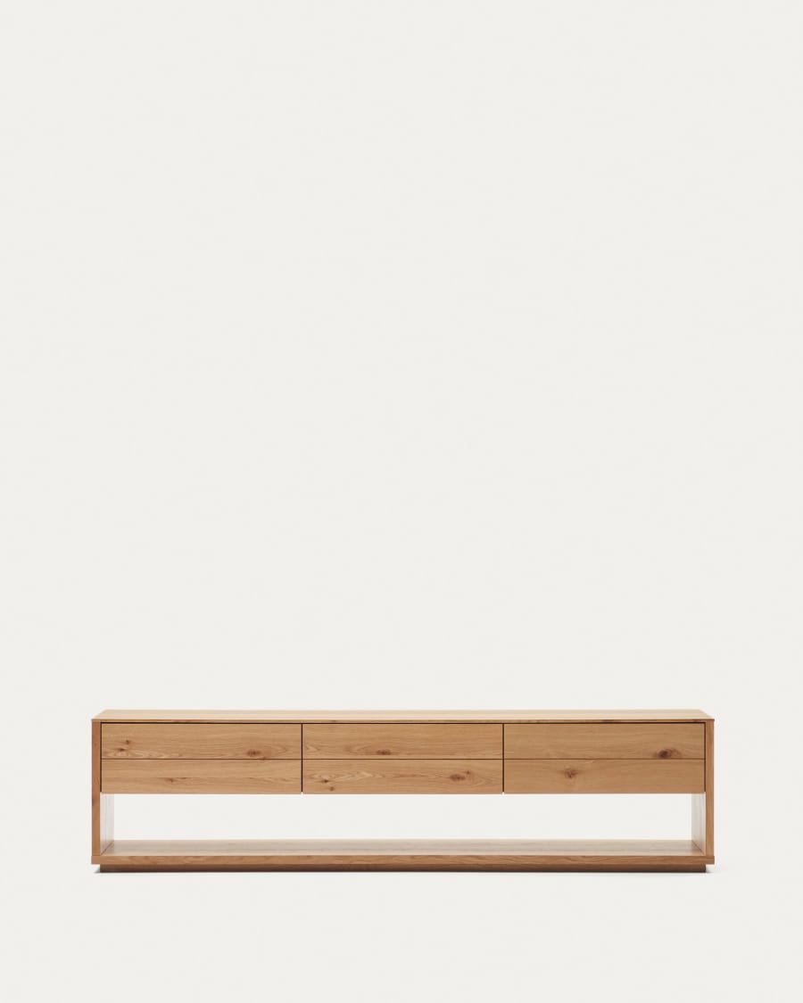 TV-Möbel Japandi Eichenfurnier Natur 3 Schubladen 200x51 cm