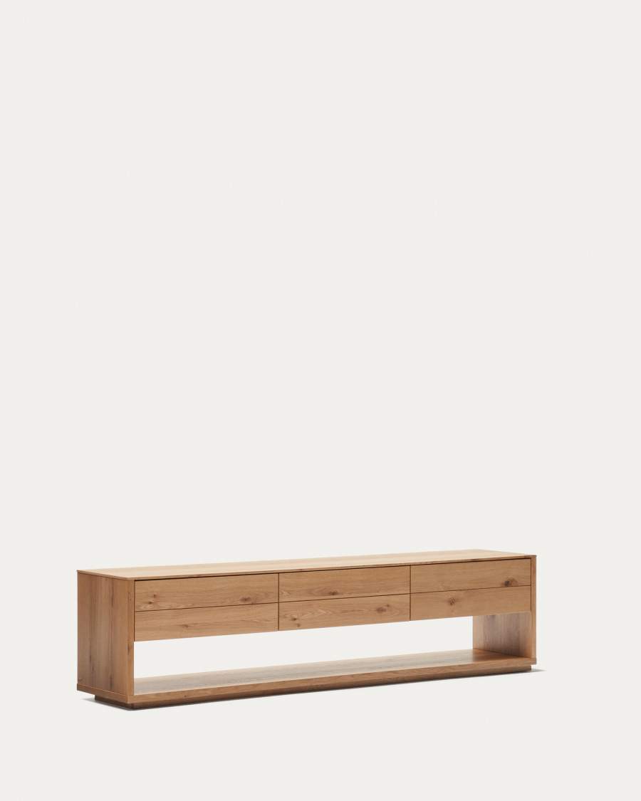 TV-Möbel Japandi Eichenfurnier Natur 3 Schubladen 200x51 cm