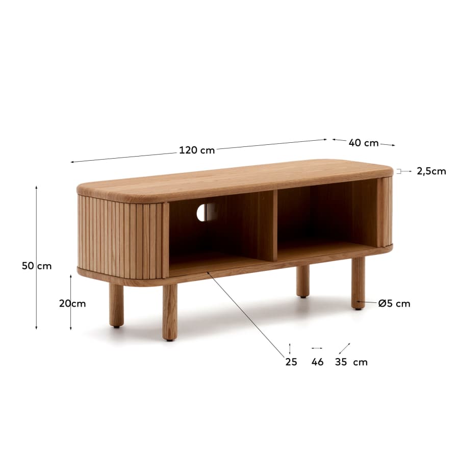 TV-Möbel Japandi Eschenfurnier Natur 2 Türen 120x50 cm