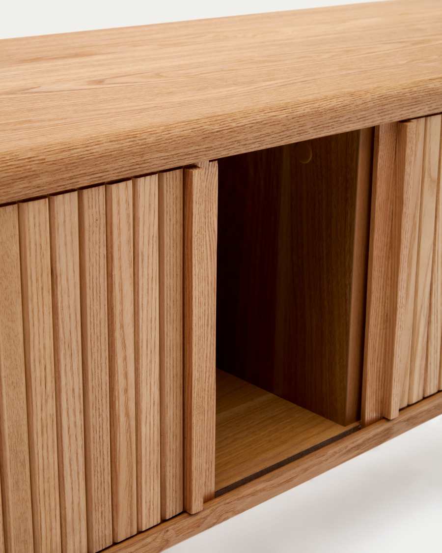 TV-Möbel Japandi Eschenfurnier Natur 2 Türen 120x50 cm