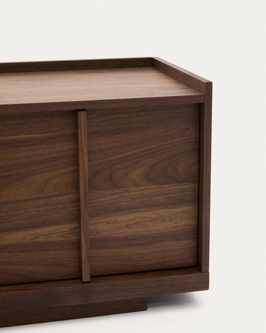 Japandi TV-Lowboard Breit Dunkles Holz