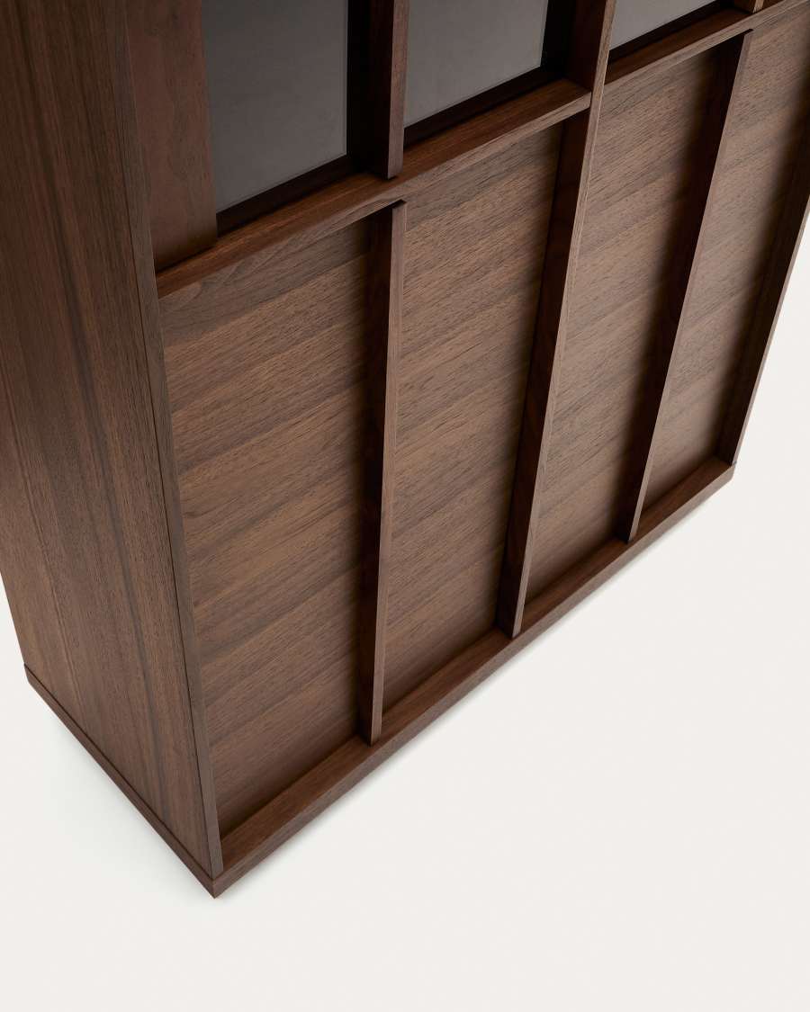 Vitrine Japandi Dunkles Walnussholz 100x170 cm