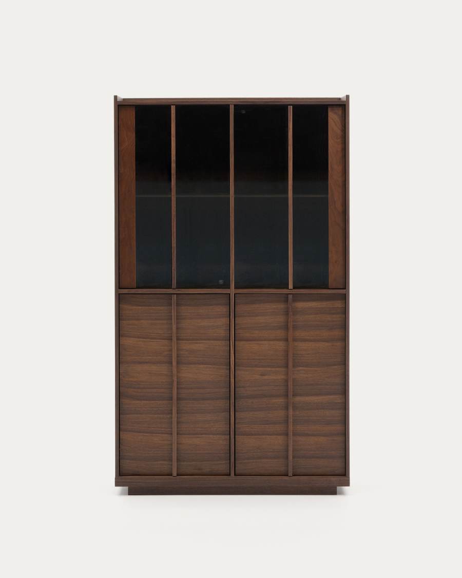 Vitrine Japandi Dunkles Walnussholz 100x170 cm