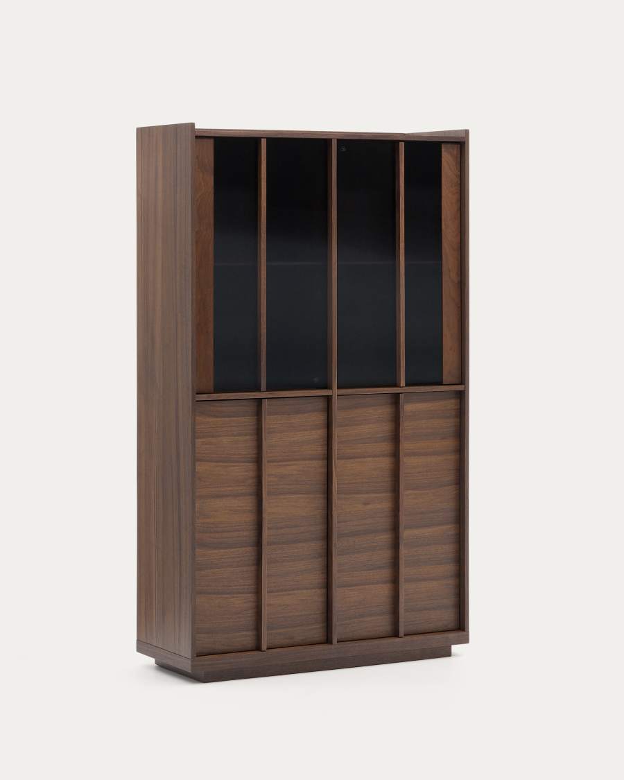 Vitrine Japandi Dunkles Walnussholz 100x170 cm