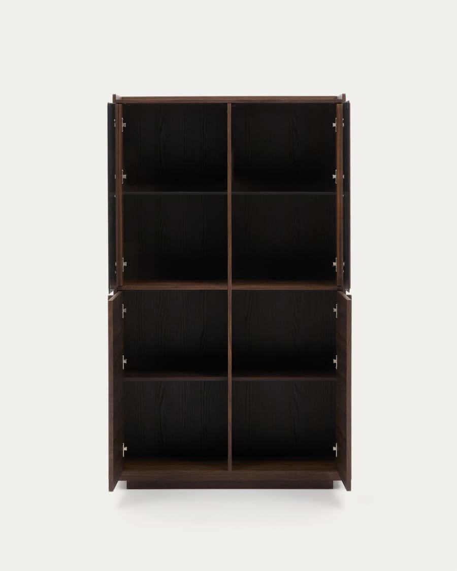 Vitrine Japandi Dunkles Walnussholz 100x170 cm