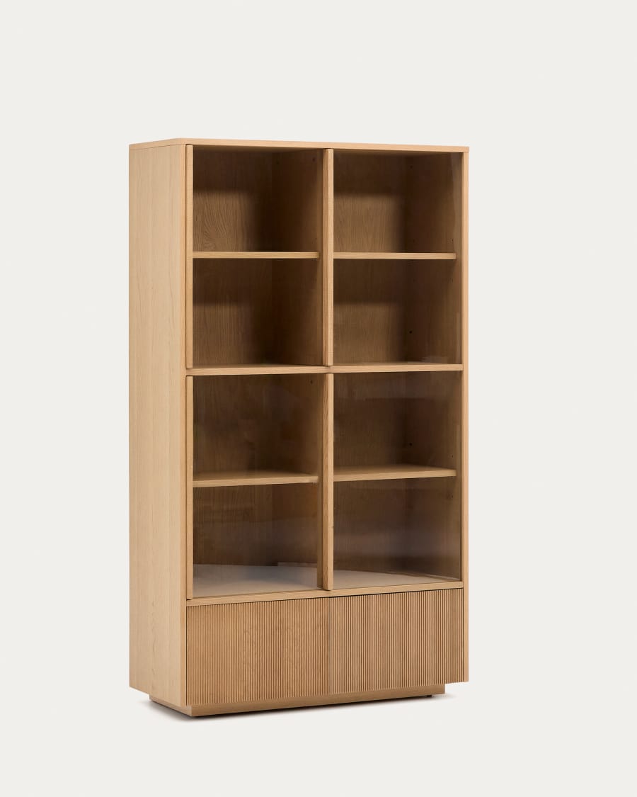 Vitrine Japandi Eichenfurnier Glas 4 Türen 100x174 cm