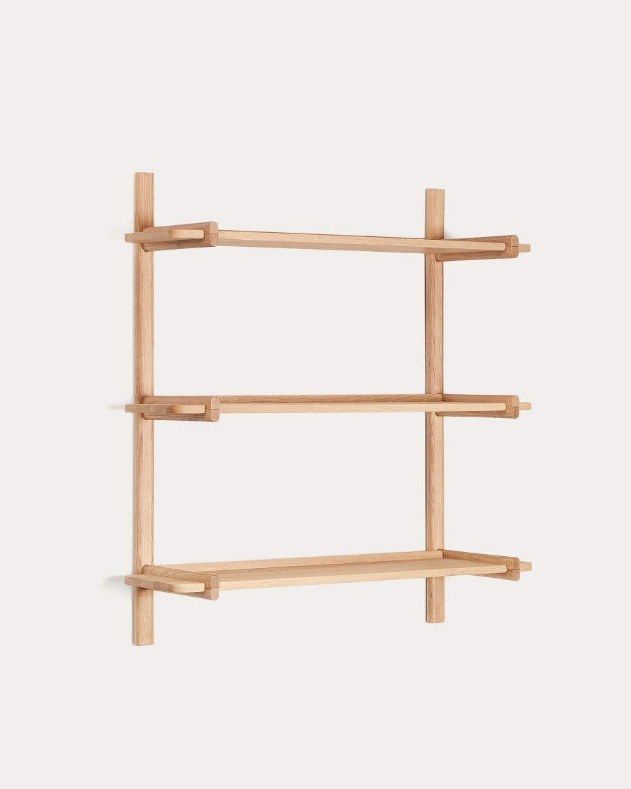 Japandi Regal aus Eichenholz Natur Modular 3 Böden 90 cm