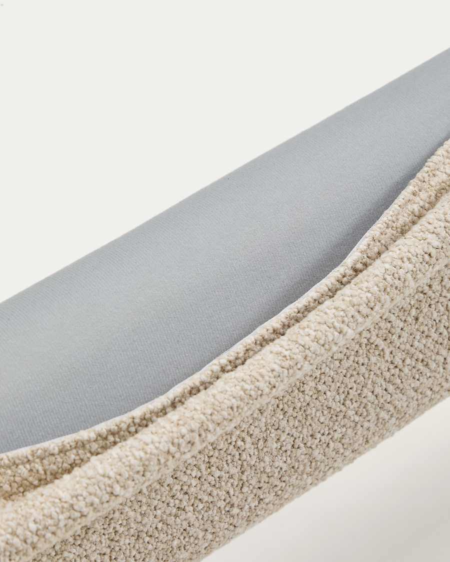 Japandi Bett Ecru Bouclé Eschenholz Nussbaum 160x200 cm