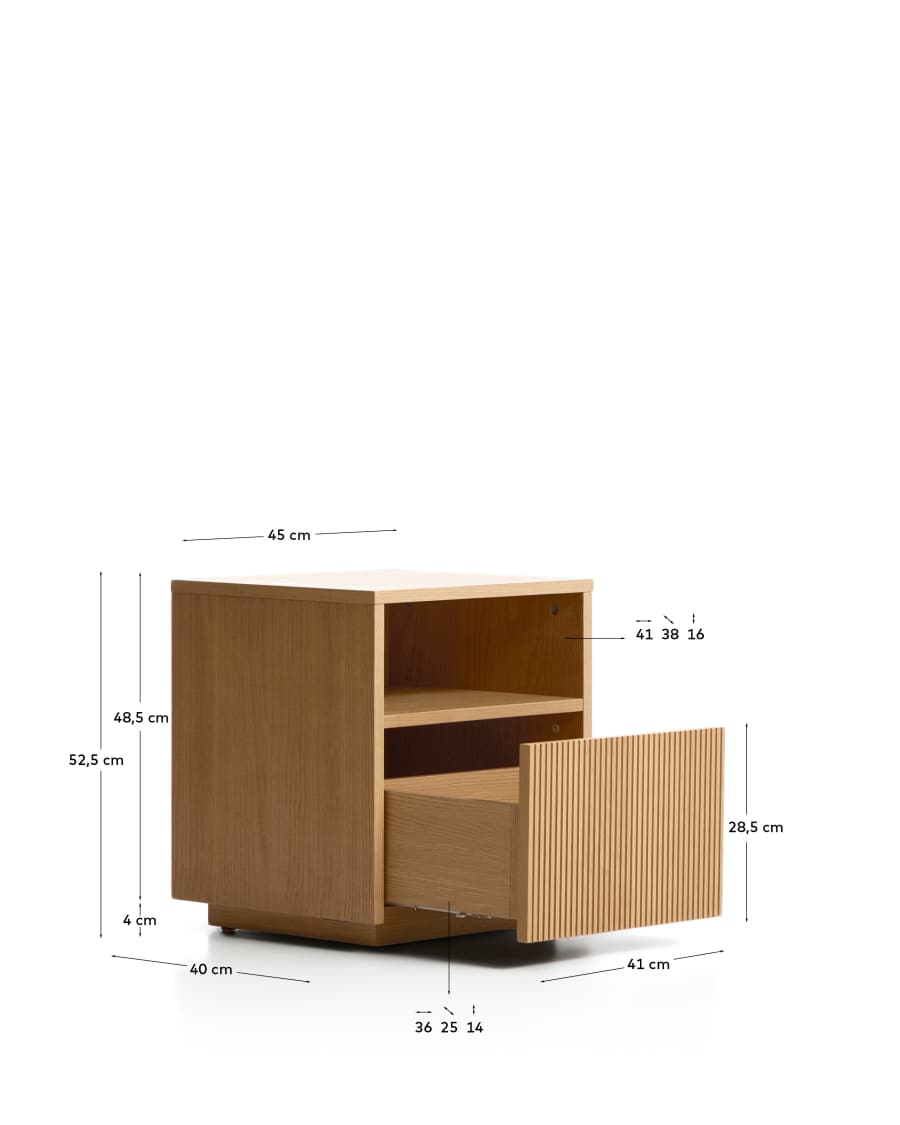 Nachttisch Japandi Eichenfurnier 1 Schublade 45x52 cm