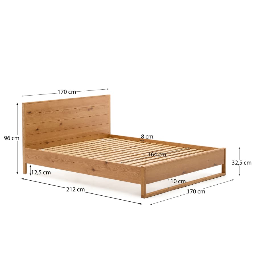 Japandi Bett aus Eichenfurnier Natur 160x200 cm
