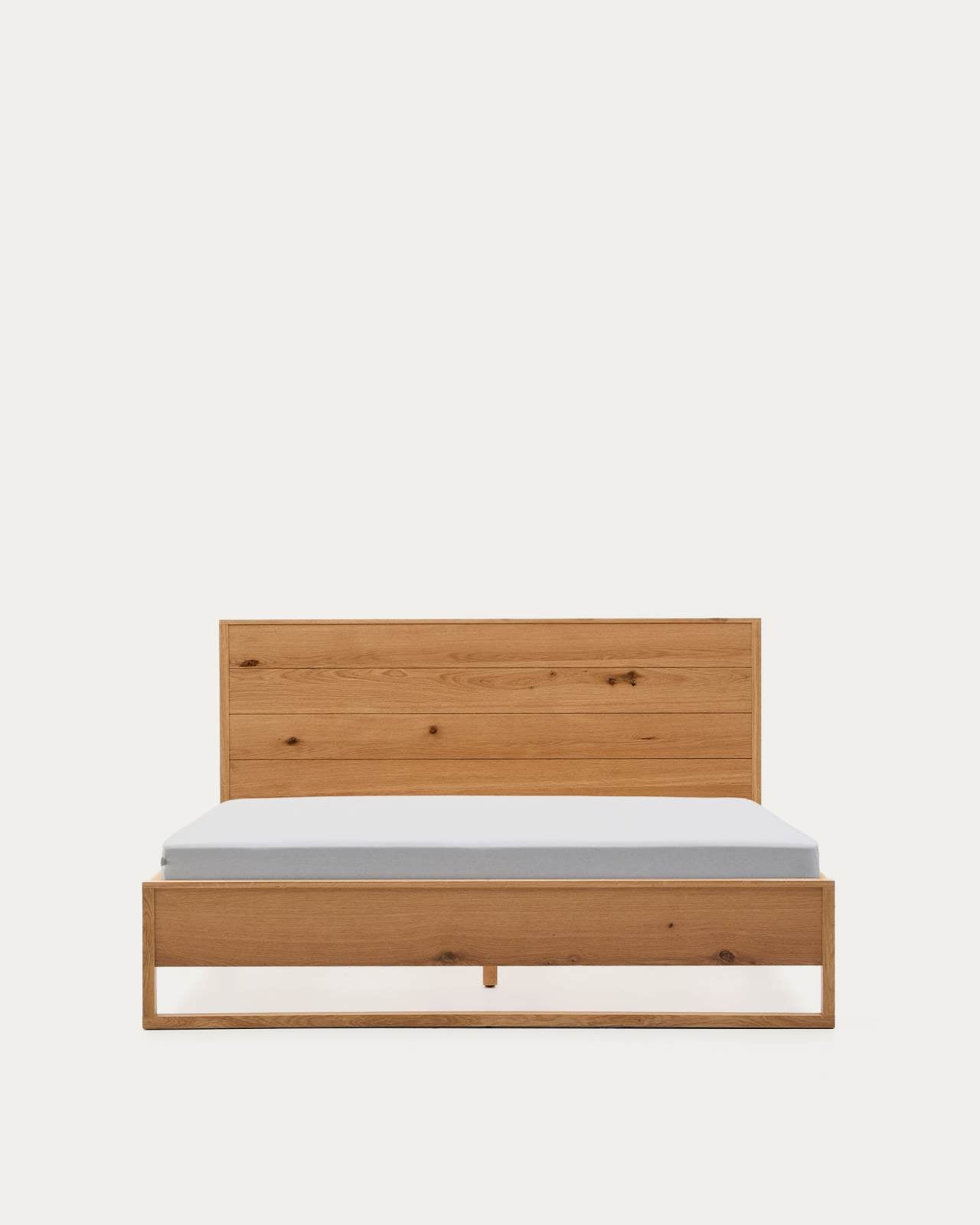 Japandi Bett aus Eichenfurnier Natur 160x200 cm