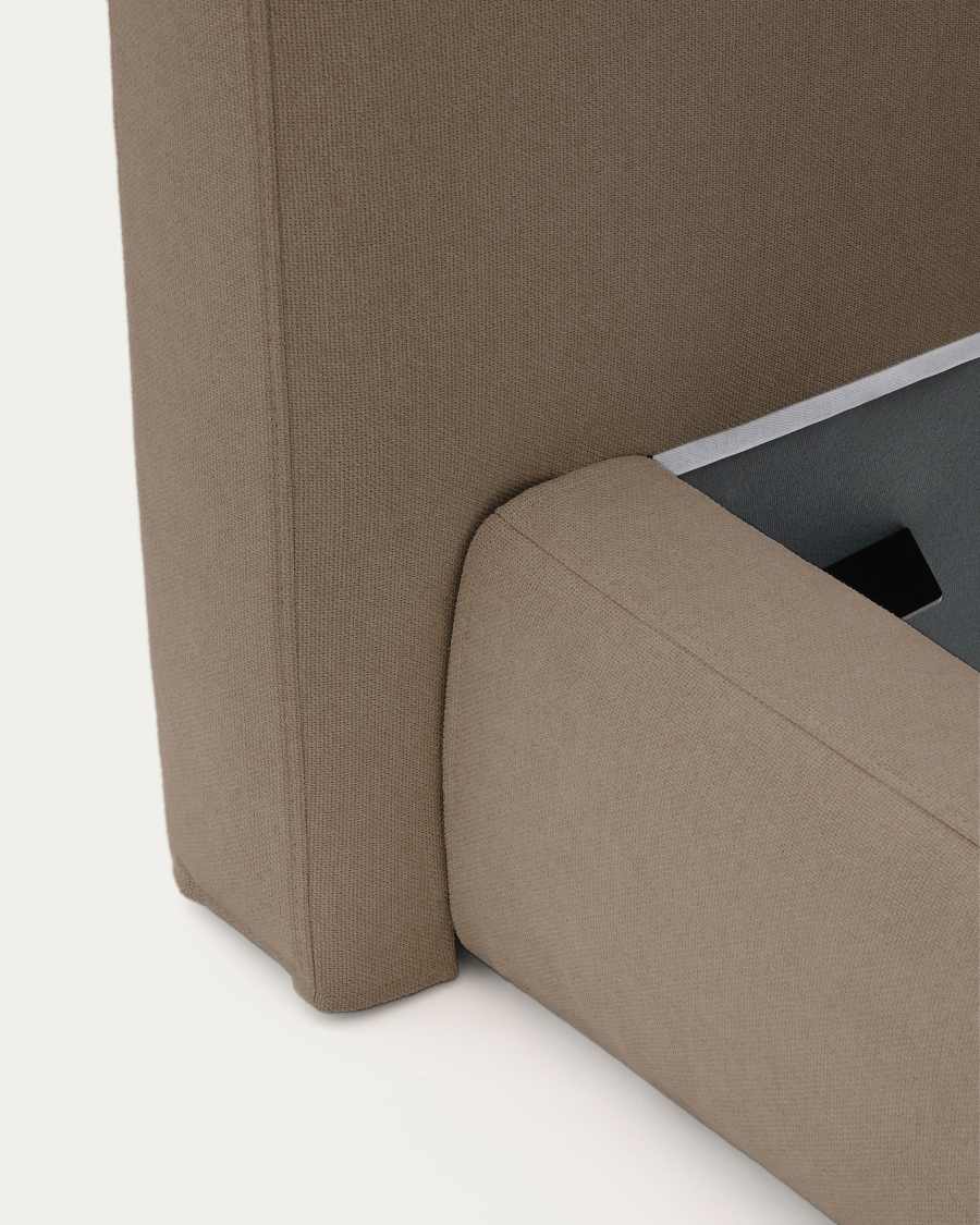 Japandi Bett mit Bettkasten 180x200 cm Braun