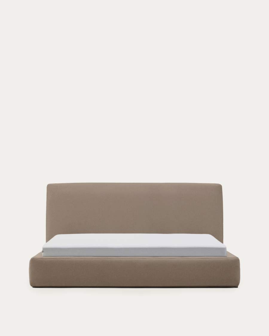 Japandi Bett mit Bettkasten 180x200 cm Braun