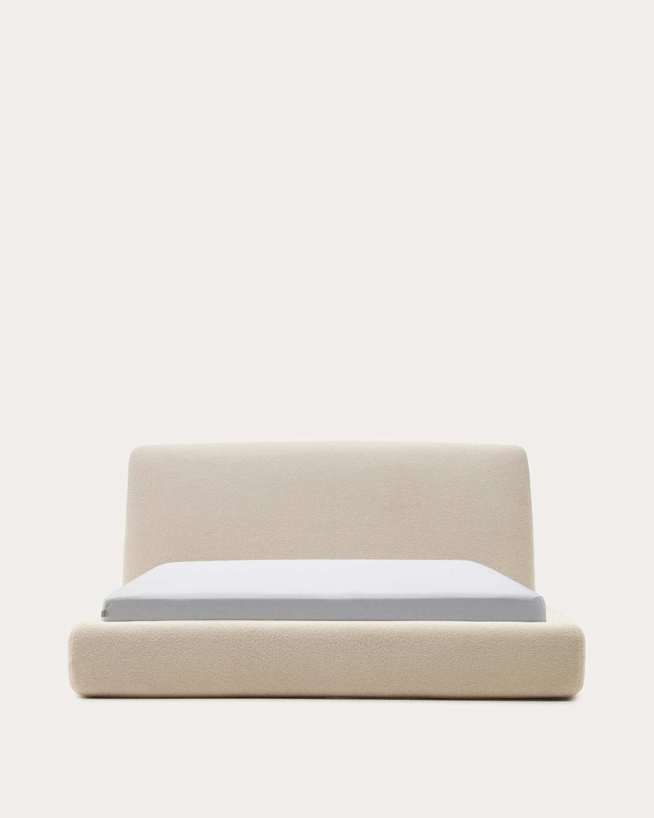 Bett Japandi Ecru Bouclé 180x200 cm