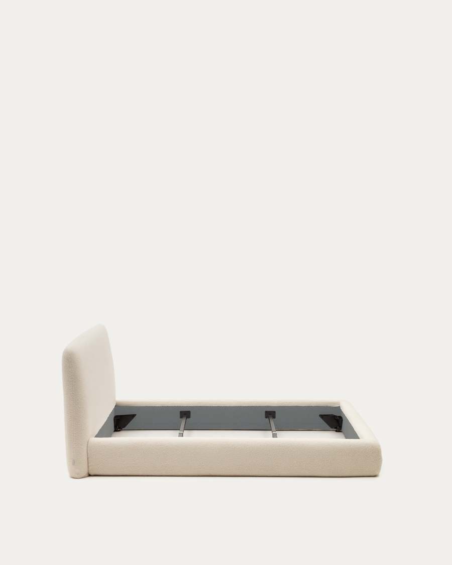 Bett Japandi Ecru Bouclé 180x200 cm