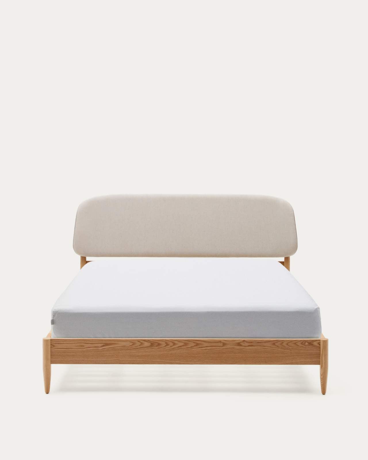 Japandi Bett aus Eichenholz Hellbraun 180x200 cm