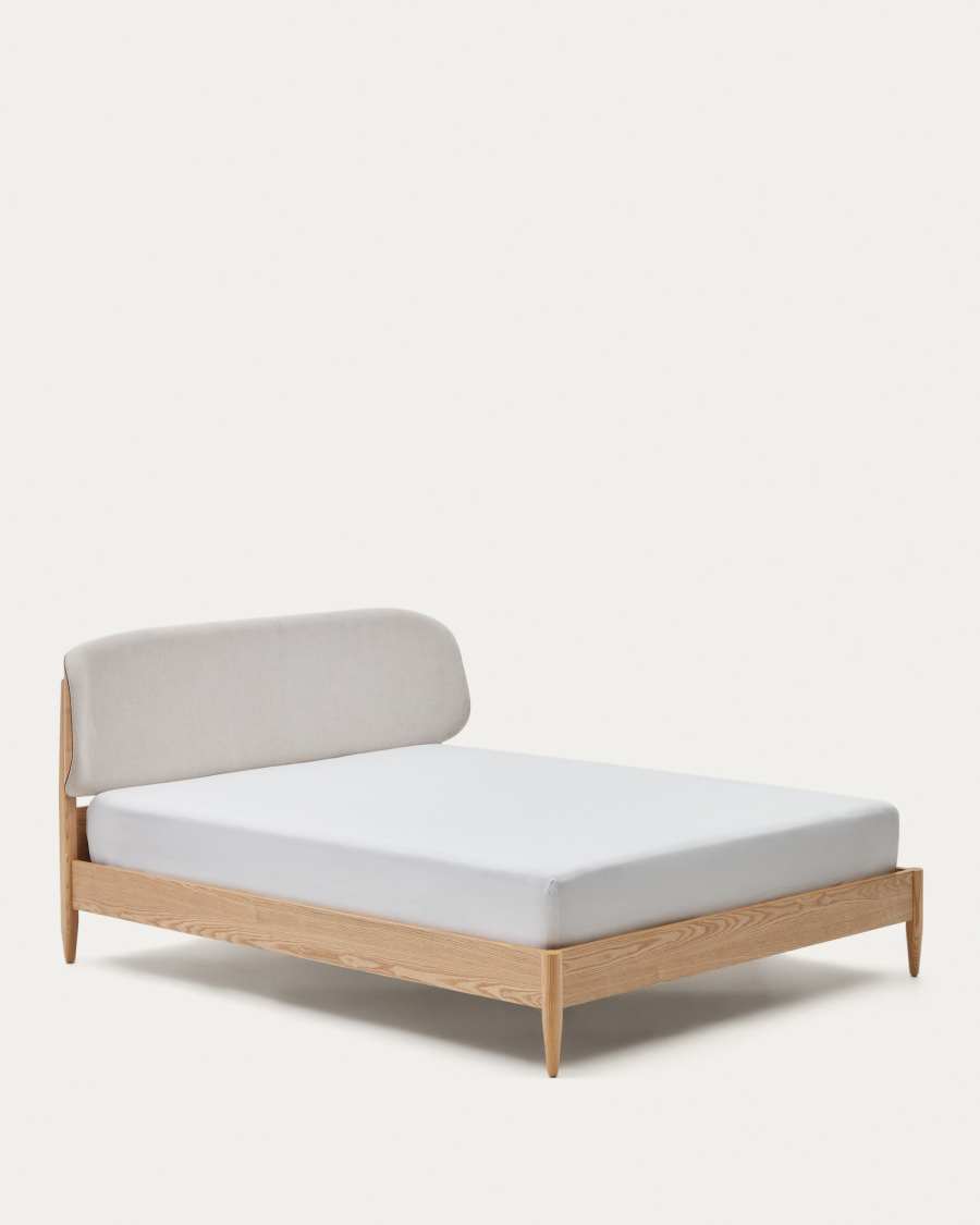 Japandi Bett aus Eichenholz Hellbraun 180x200 cm