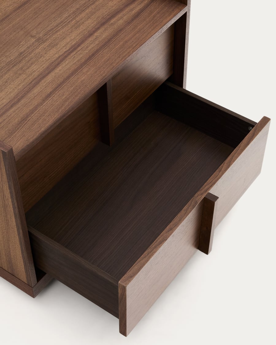 Japandi Nachttisch aus Dunklem Holz
