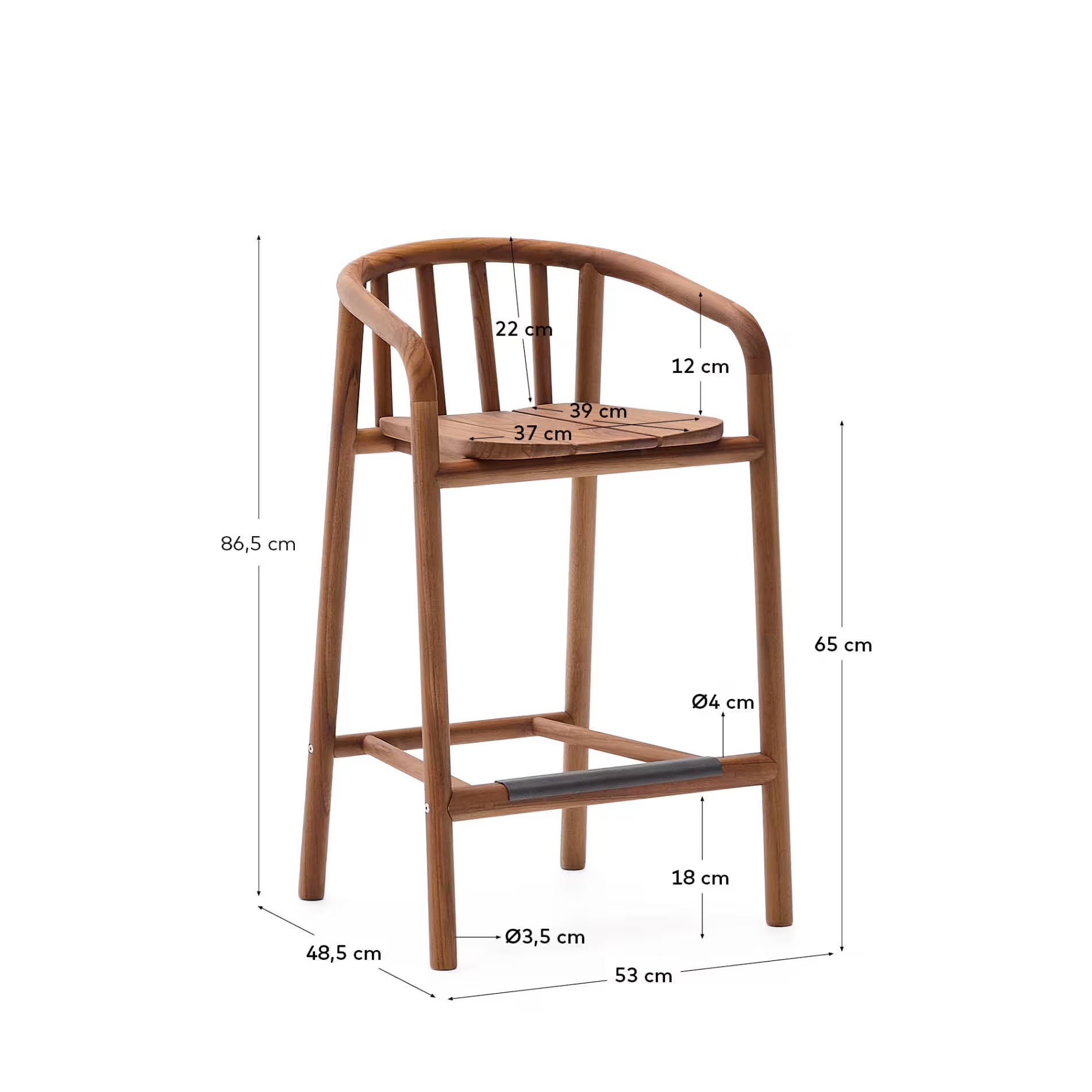 Hocker Japandi Teakholz Outdoor 65 cm