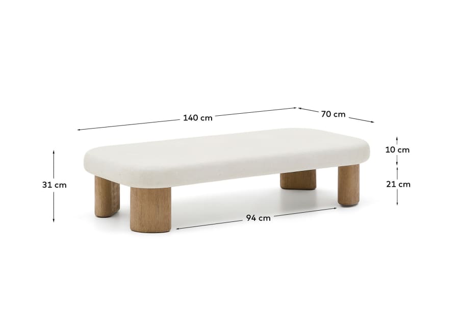 Couchtisch Japandi Zement Akazienholz 140x70 cm