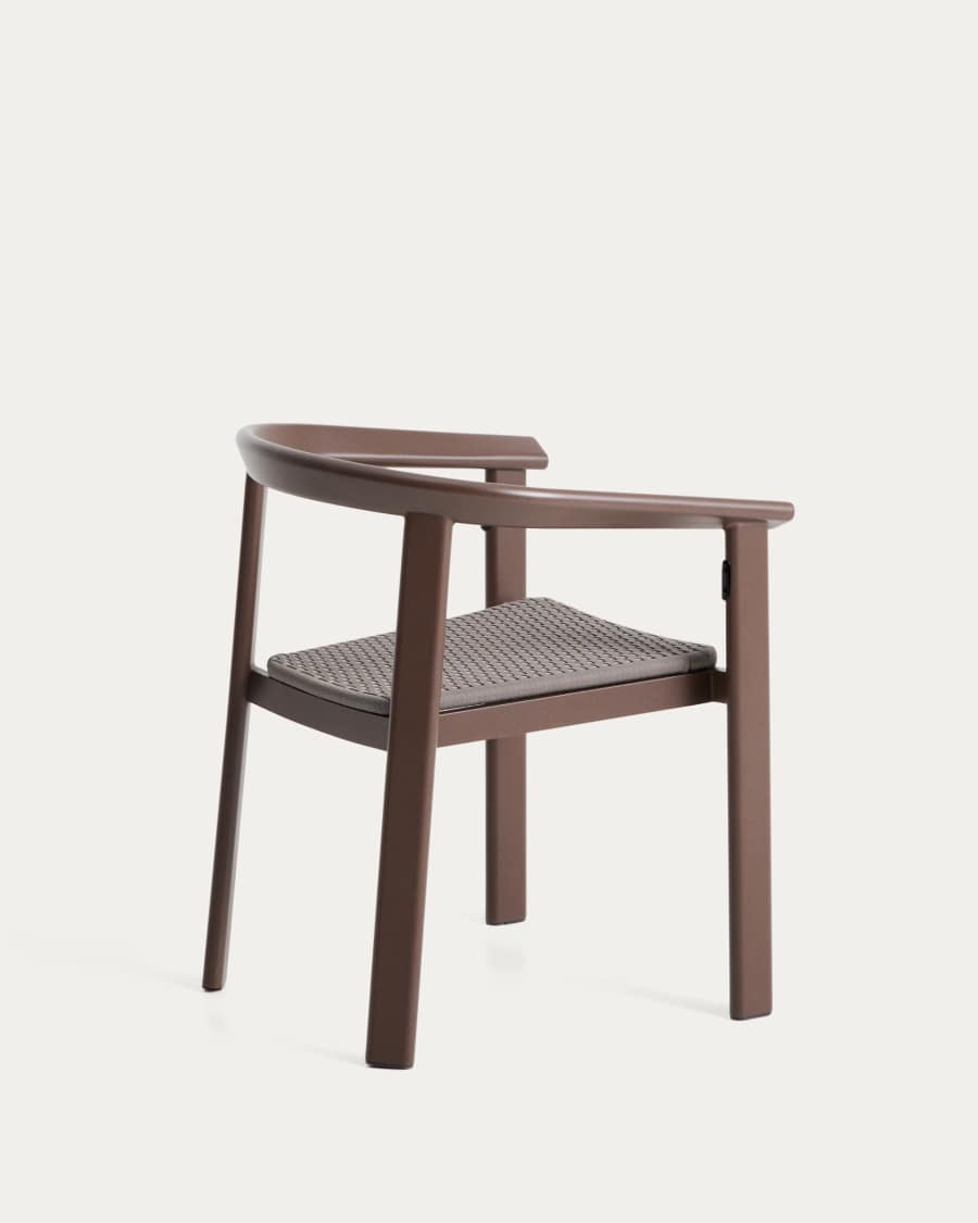 Japandi Outdoor-Stuhl aus Aluminium und Seil, Braun